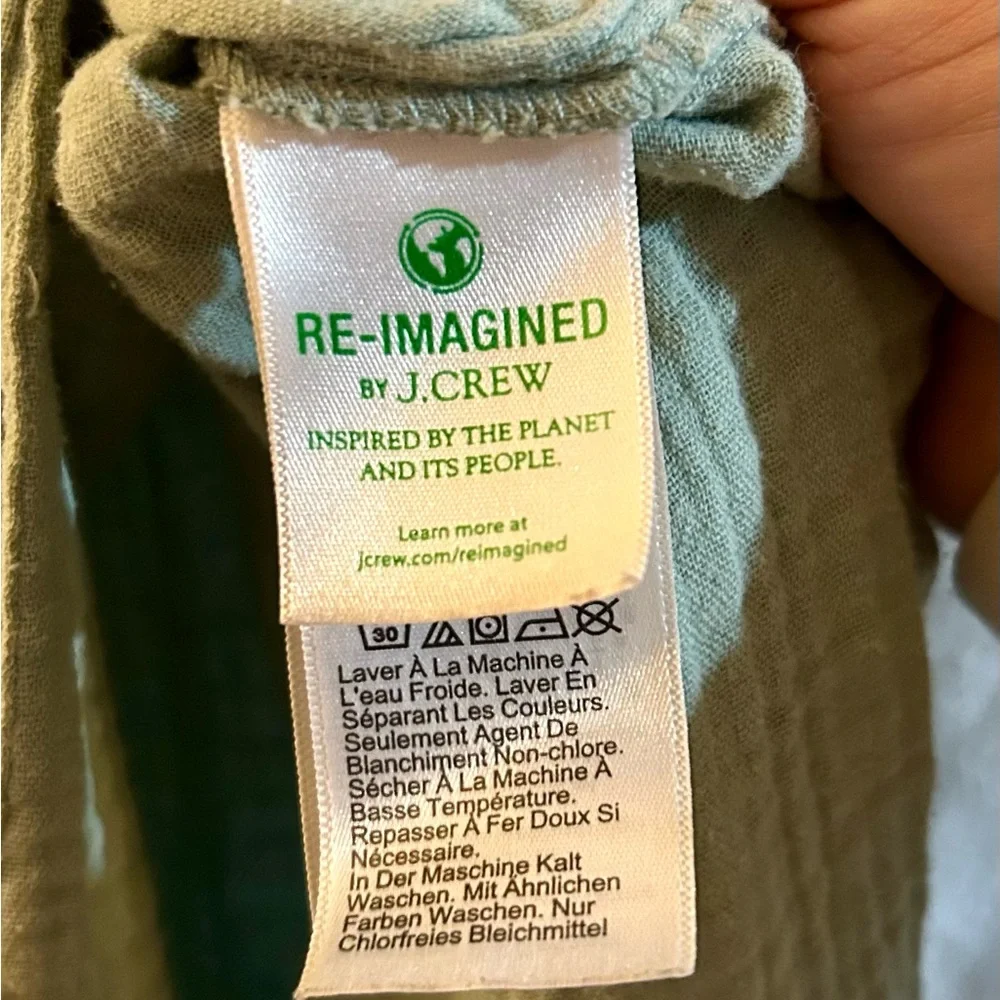 J. Crew Light Green Sage Skirt Side Slit XL Soft Gauze Midi Pockets - Picture 4 of 5